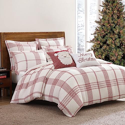 Levtex Home Peppermint Plaid Duvet Cover Set Twin Red / Duvet – 68x88in, 26x20in Pillowcases