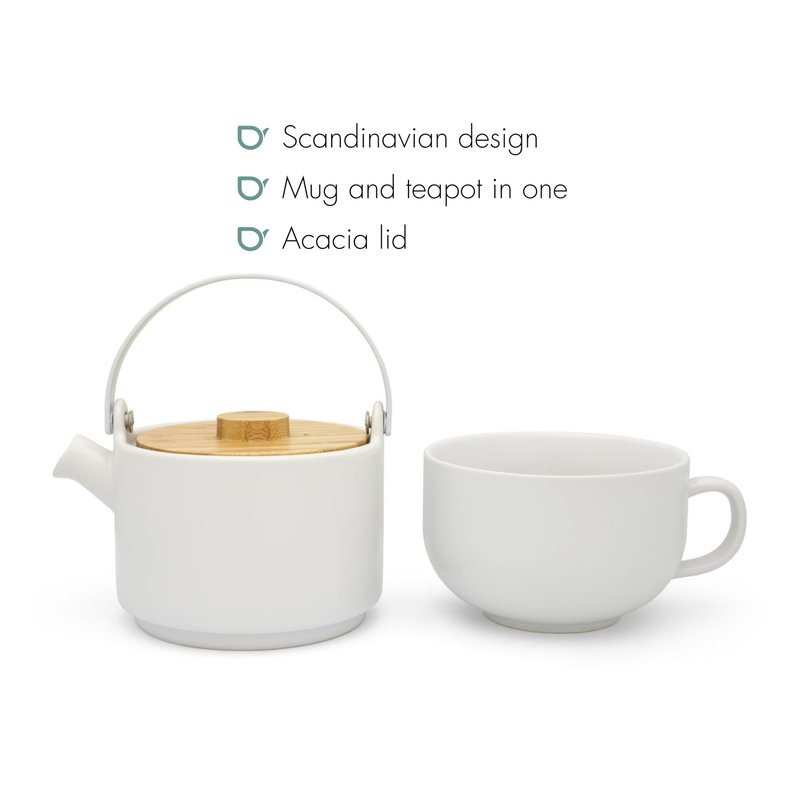 Bredemeijer Tea-for-one Umea White with Bamboo Lid