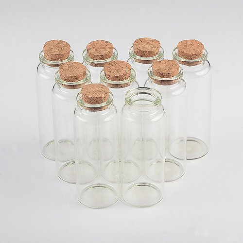 Empty Mini Bottle with Cork Stopper 40ml Glass Jars idea for Wedding Small Wishing Bottles Wholesale 50pcs (50, 40ml-30x80x17mm)