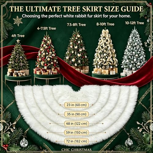 23 Inch Faux Rabbit Fur White Tree Skirt - Xmas Mini Snow White Decor, DOMAINTV