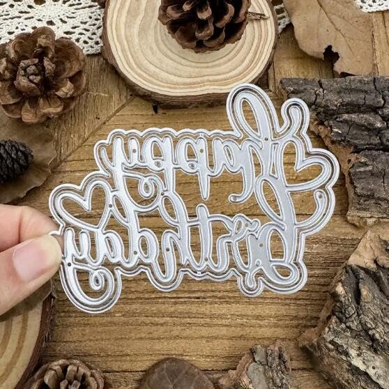 Happy Birthday Metal Die Cuts for Card Making & Scrapbooking - Christmas & Party Letter Stencils