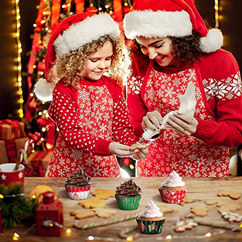 Patelai 600 Pack Christmas Muffin Cup Liners - 8x8cm 6 Styles, Non-Toxic Dinner Liners (Stylish Style)
