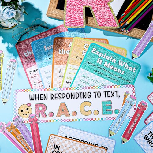 37-Piece Pastel Checkerboard RACES Writing Strategy Bulletin Board Set