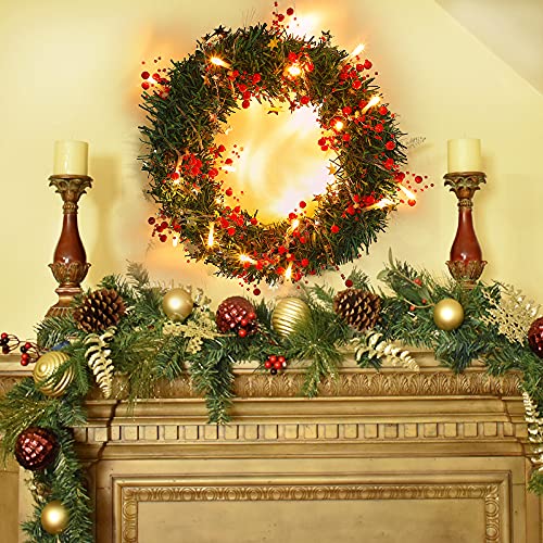 Mosoan 10ft Battery-Operated 30-LED Berry Bead Christmas Lights