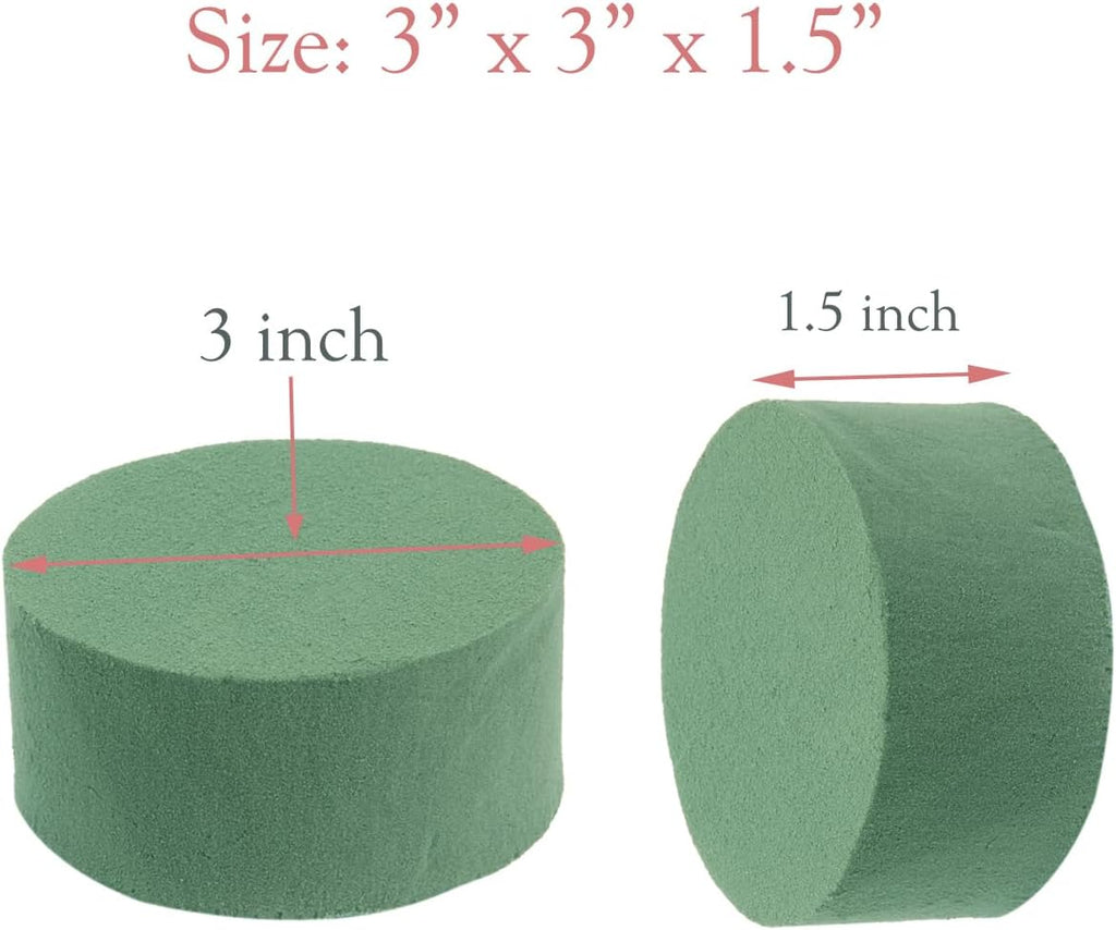 Skiennix Floral Foam - 6 Pack Round 3" Green Wet & Dry Foam for Fresh & Artificial Arrangements