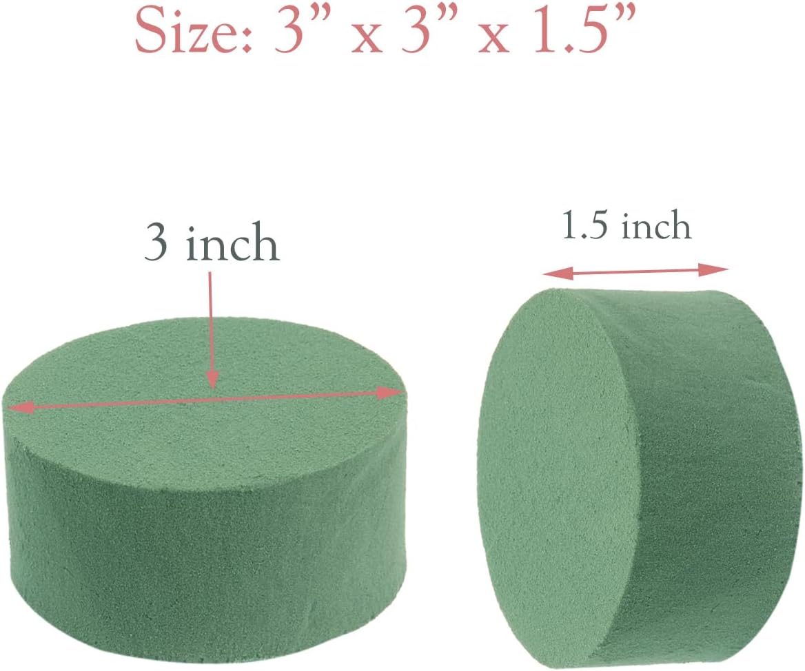 Skiennix Floral Foam - 6 Pack Round 3" Green Wet & Dry Foam for Fresh & Artificial Arrangements