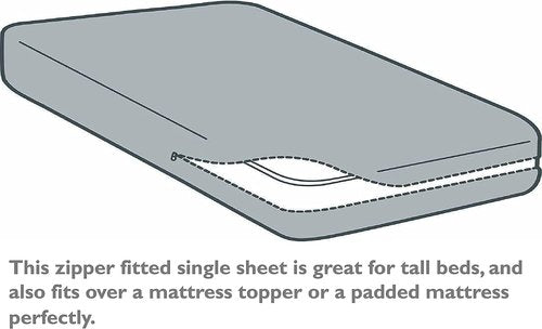 Pure Eco Zipper Fitted Sheet Full Size (54X75), 100% Microfiber Fitted Sheet 1 Piece 12" Deep Pocket, Super Soft Comfy and Easy to Put, Zipper Sheets Full Size - Ivory Color