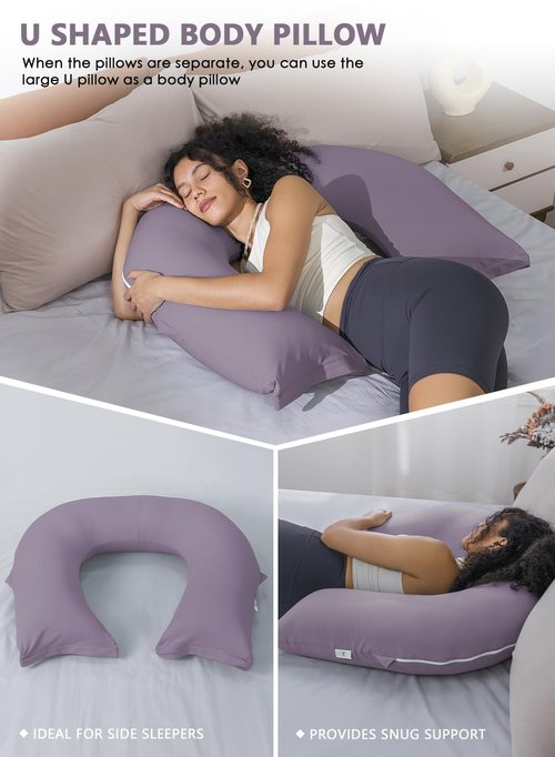 INSEN Reading Pillow, Back Pillow for Sitting in Bed and Couch, Gaming Pillow for Adults, Sit Up Support for Bed, Soft Cotton Jersey, Purple