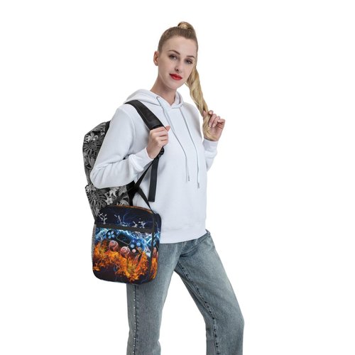 Anyako Video Game Lunch Box Fire and Water Game Lunch Bag Insulated Portable Reusable Lunch Tote Kit Waterproof Cooler Bag for Men Women Picnic Office Collega Travel Working