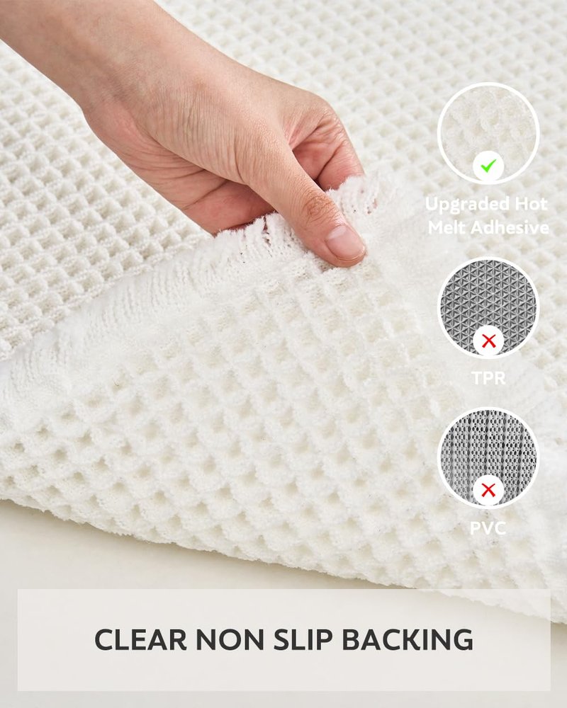 tchdio Waffle Bath Mat-Runner Rug, Super Absorbent Non Slip Bath Mats for Bathroom Machine Washable Long Rugs with Tassels, Bath Rugs for Bathroom Floor Beside Tub, 2' x 6'(24" x 72")