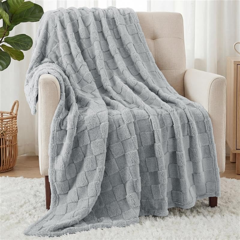 Utopia Bedding Cool Grey Checkered Fleece Throw Blanket - Soft Plush Cozy 50x60 Inches | Perfect for Couch or Bed
