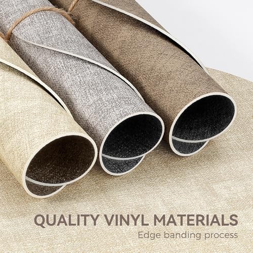 13" Round Faux Leather Placemats Set of 6 with Coasters, Reversible & Wipeable
