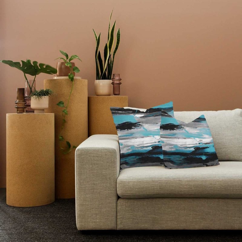 KUKNOS Blue Gray Decorative Throw Pillow Covers Black Teal Couch Pillow Covers White Turquoise Personalized Sofa Pillow Covers for Living Room Bedroom 18X18 Inch Set of 2
