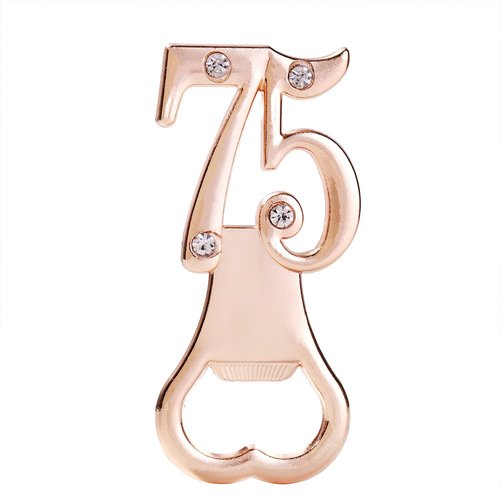 Yuokwer 36 PCS Bottle Opener Gold 75th Birthday Party Favor 75 Anniversary Favors for Guests,Number 75th Birthday Party Decorations Beer Bottle Openers for Party Gift Souvenir Supplies (Gold 75th, 36)