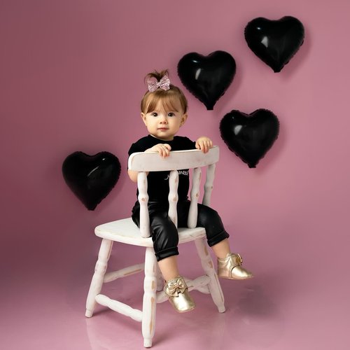 Black Heart | 10-Pack Foil Heart Balloons - 18-Inch Helium-Quality for Valentine's, Engagements & Weddings