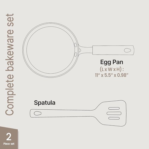Bakken-Swiss Mini Nonstick Egg Pan Set - 2-Piece Copper Skillet for Eggs & Pancakes | Eco-Friendly, Dishwasher Safe, 5.5''