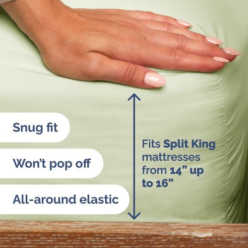Flex Top Split Head King Sheet Set - Comfy, Breathable & Cooling Luxury Bedding | Deep Pockets, Light Sage Green