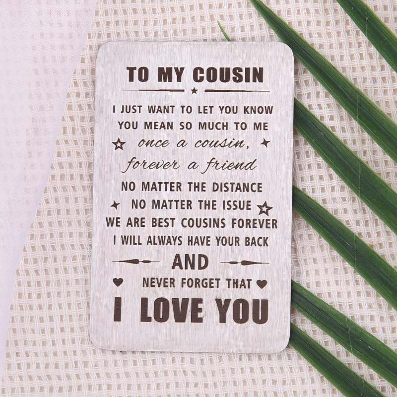 Stainless Steel Cousin Wallet Card - Engraved Gift for Women & Men