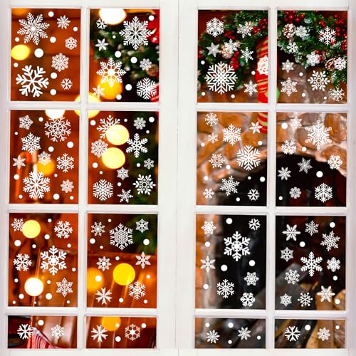 Double Sided Static Snowflake Window Clings Christmas Decorations 6 Sheets