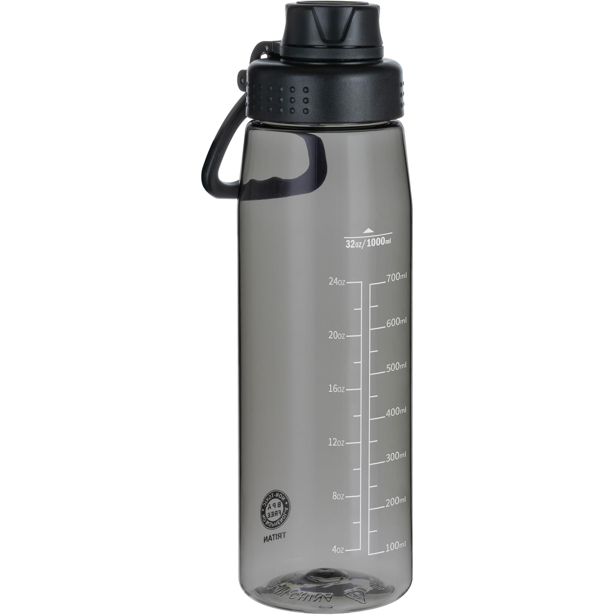 Edmyre Water Bottle 32oz, Clear Water Bottle with Spout Lid and Carry Handle, Reusable, Tritan, BPA Free, Hiking Water Bottle Suitable for Travel, Outdoors, Gym, Travel, Home, School (Black)