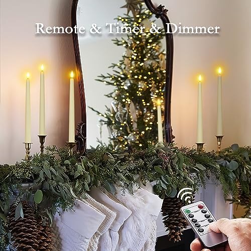 Homemory Ivory 24 Pcs Flameless Taper Candles with Remote & Timer - 11 Inch LED Candlesticks for Holiday Decor