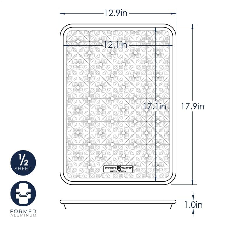 Nordic Ware Half Sheet Pan - Vintage Starburst Design in Natural Uncoated Aluminum with Reinforced Steel Rim