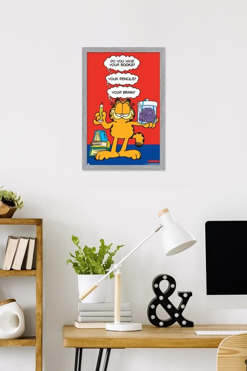Garfield - Brain Wall Poster, 22.4L" x 14.7W", Gray Framed Version