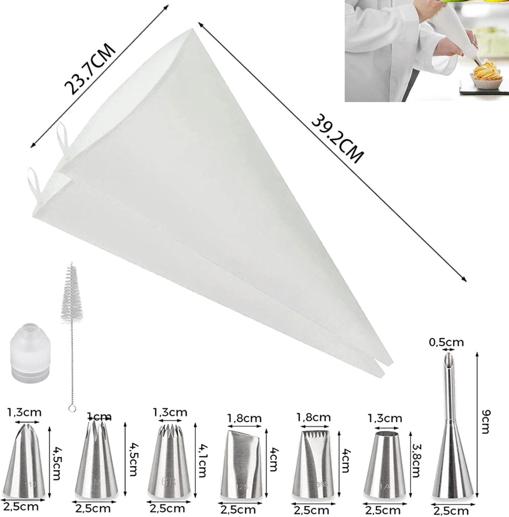 Skiennix Reusable Piping Bags Set - 16-Inch Pastry Bags for Cake Decorating | Durable, Eco-Friendly Baking Kit for Home Chefs
