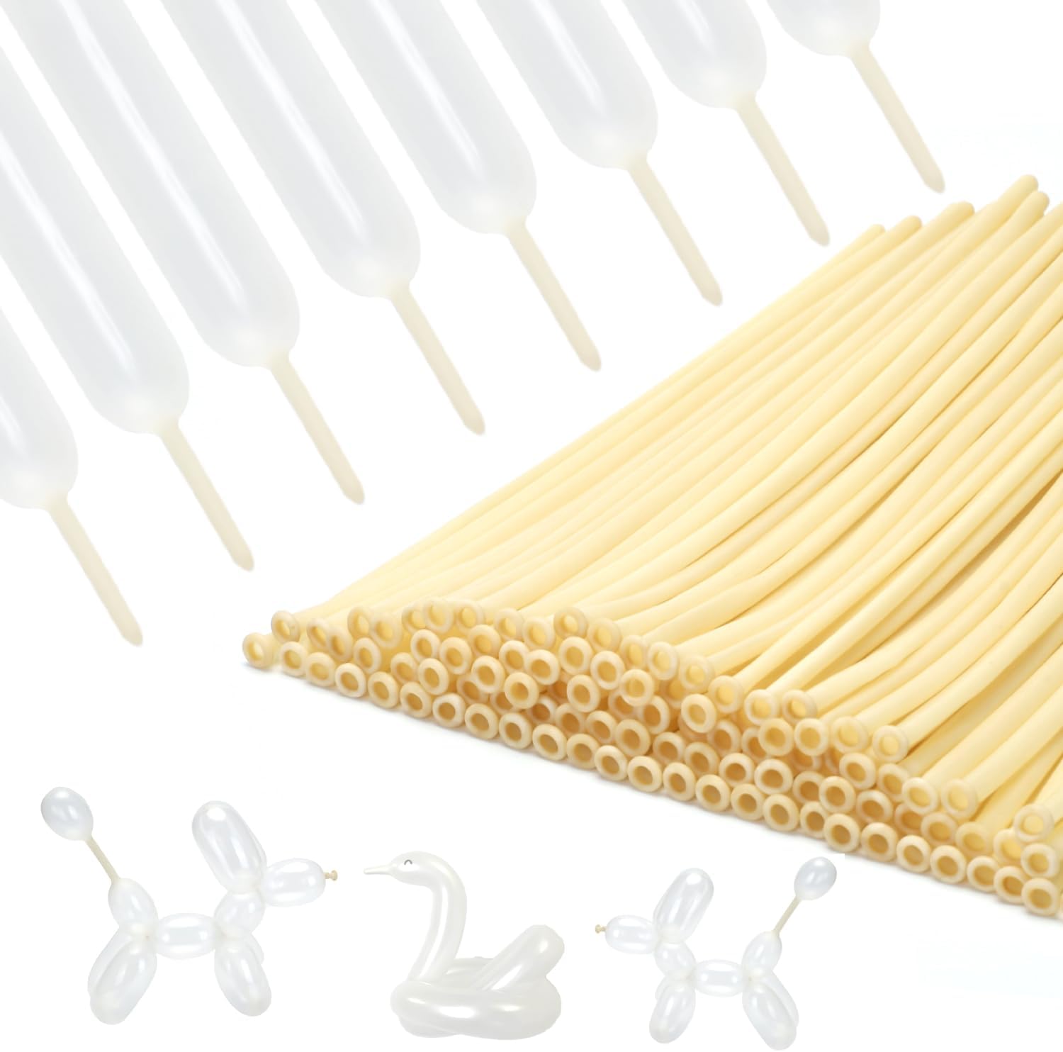 PIGETALE 100Pcs Clear 260 Long Balloons - Thickened Transparent Latex for Twisting & Modeling