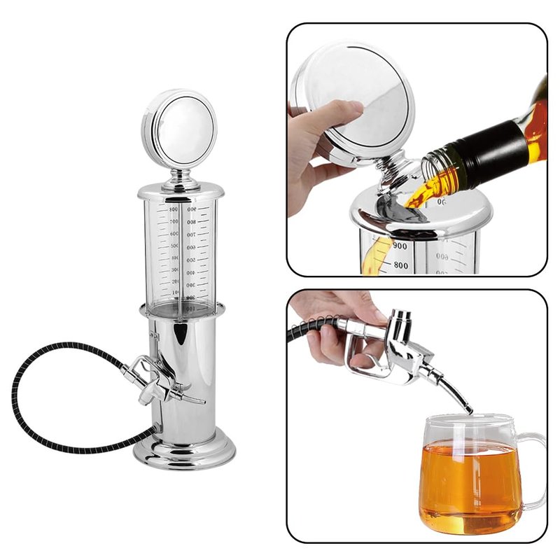 Tiiyee Beer Tower Dispenser, Beverage Dispenser Margarita Tower Gas Pump Liquor Keg Wine Station Awesome Alcohol Container Whiskey Decanter Gift with Single Hole 1000cc for Men Kitchen Home Party Bar