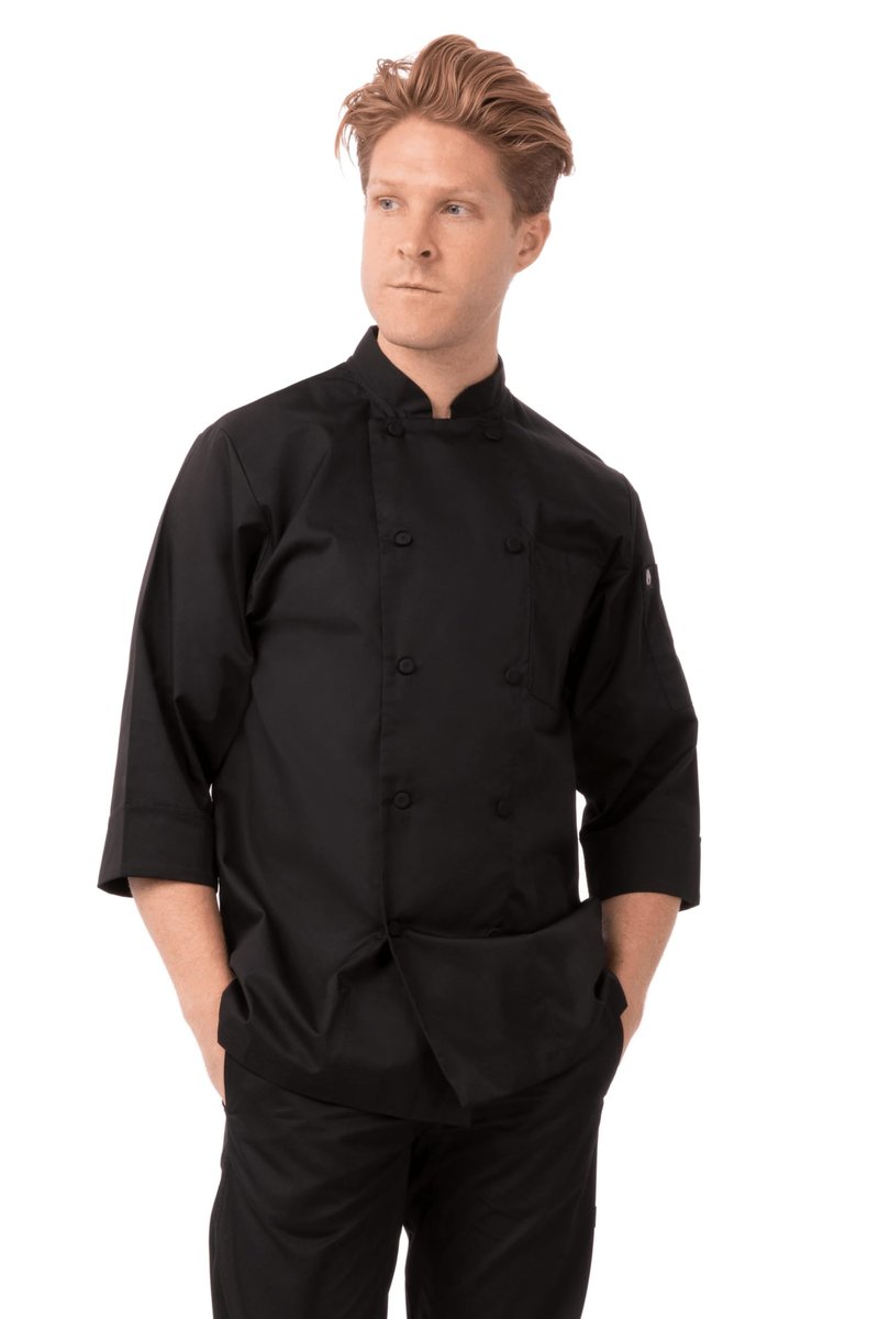 Chef Works Men's Morocco Chef Coat, Black, 3X-Large