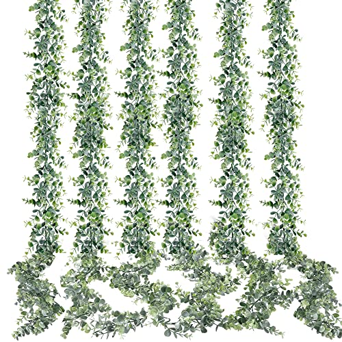 Artificial Eucalyptus Garland 6-Pack, 5.6ft Faux Greenery Vines for Wedding