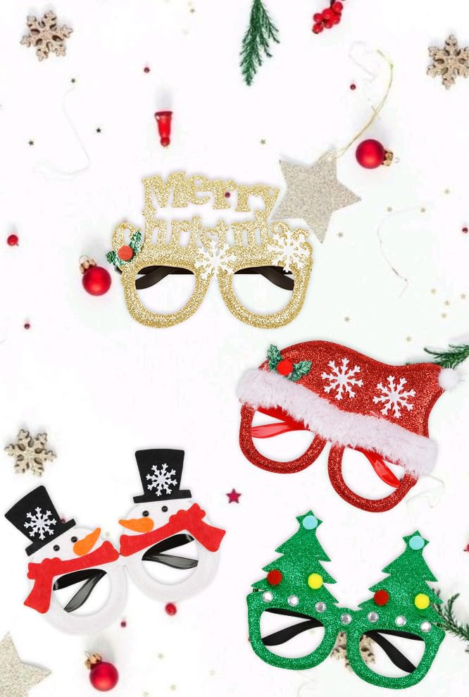 Christmas Glasses 12-Pack Festive Holiday Costume Eyewear for Parties & Photo Booths