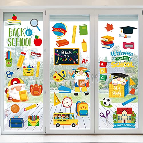 Back to School Window Clings - 8 Sheets Reusable Static Stickers