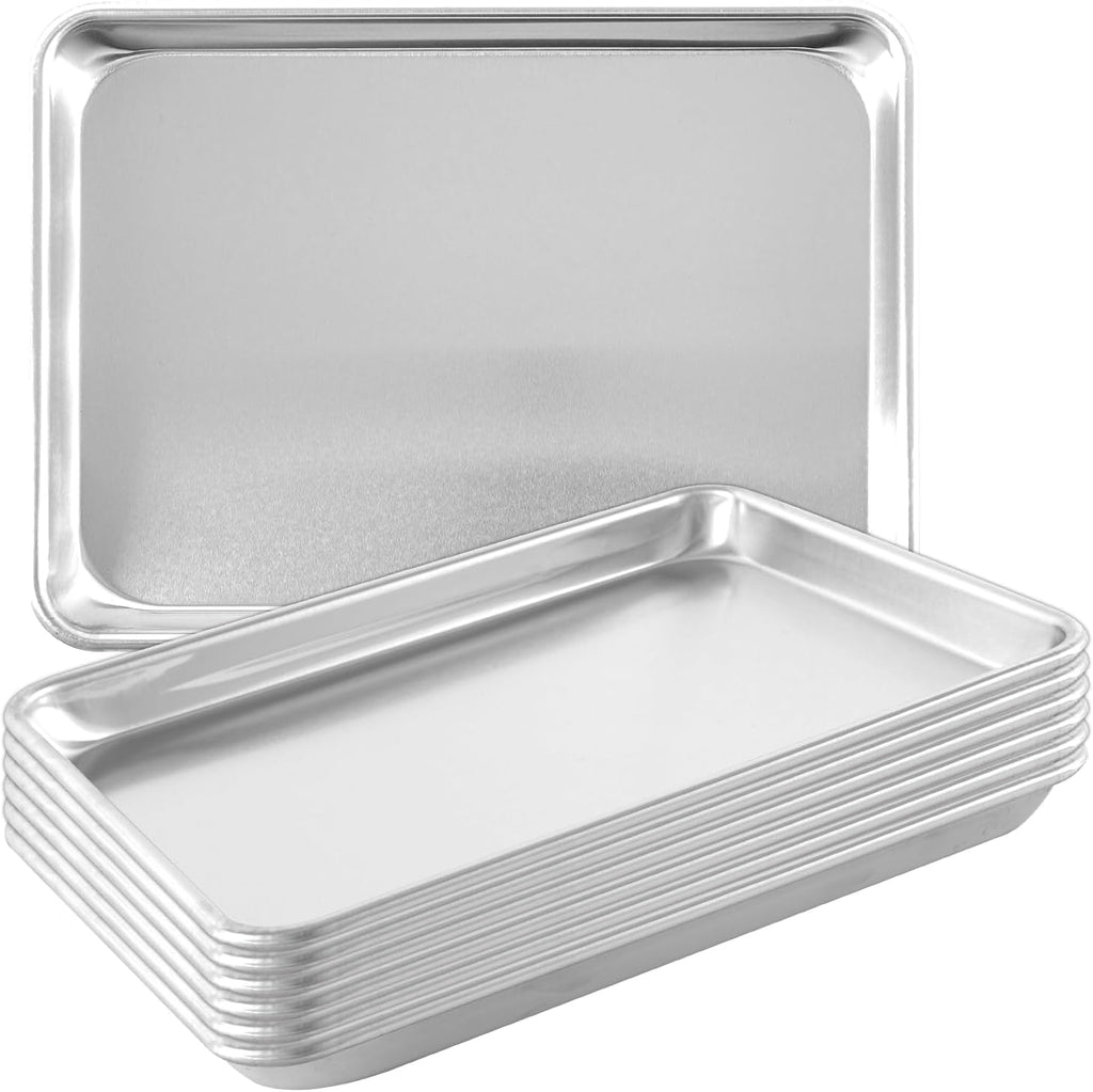 TENUP 6 Pack Aluminum Quarter Sheet Pan - Heavy Duty 13" x 9" Baking Tray | Warp-Resistant & Rust-Free