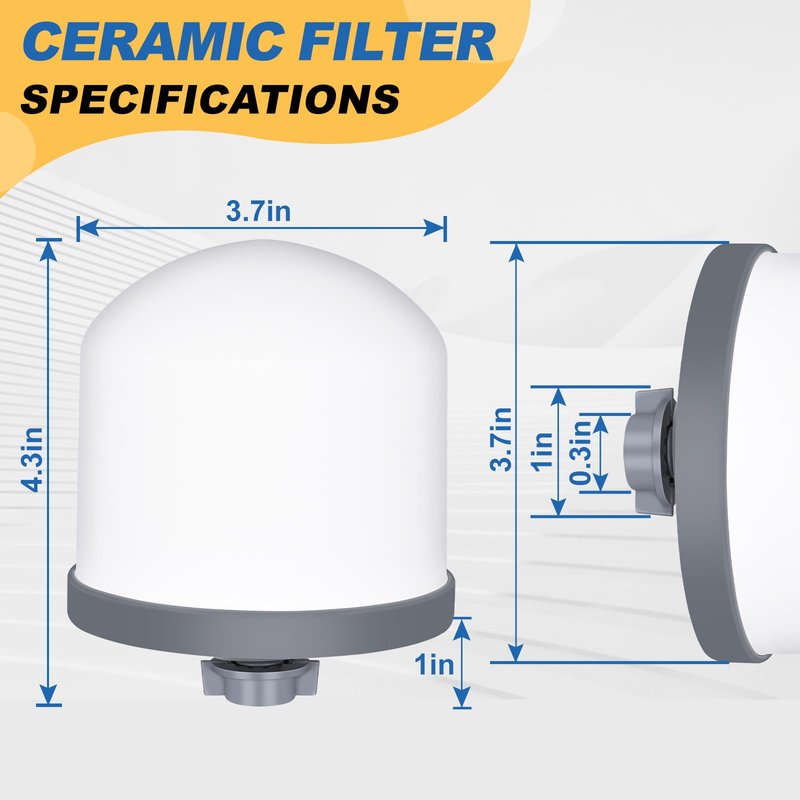 YKMGON 2Pack Replacement Ceramic Dome Water Filter 0.2 to 0.5 micron for Countertop Portable Water Purification System