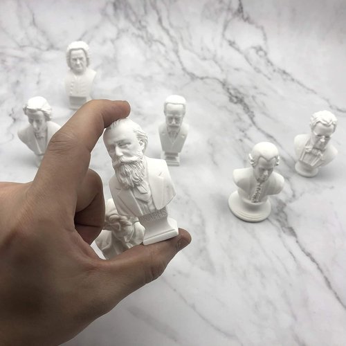 Classic Mini 2.7” Greek Bust - Beethoven Resin Sculpture | 7-Piece Music Composers Statue Set