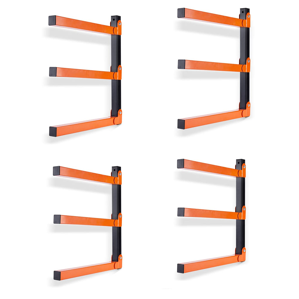 Ultrawall Wall Mount Wood Organizer and Lumber Storage Metal Rack with 3-Level - Indoor & Outdoor Use, 4 Pack