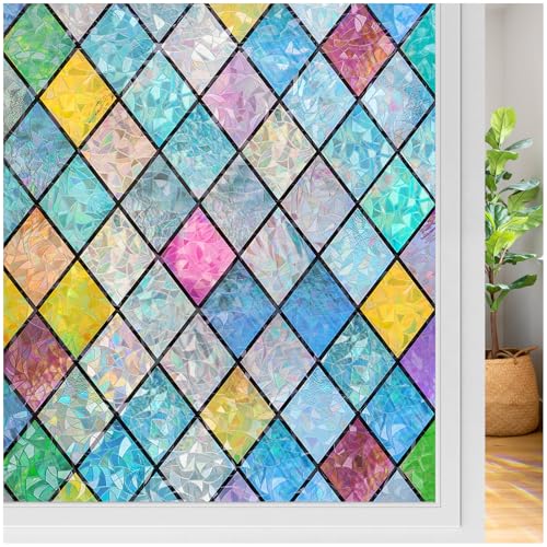 Rainbow Stained Glass Window Film - 17.5" x 78.7" Cling