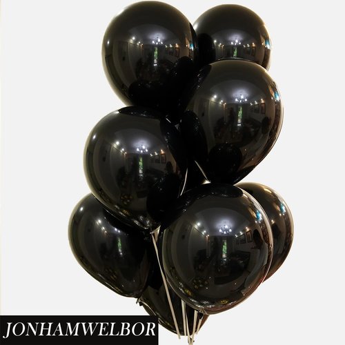 Jonhamwelbor Black Balloons - 12 Inch Metallic Chrome Latex Balloons | 100 Pack for Parties & Events