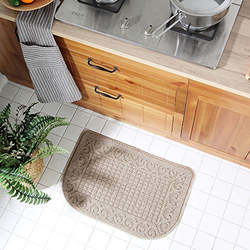 27x18 Half Round Kitchen Rug, Non-Slip Washable Floor Mat - Beige