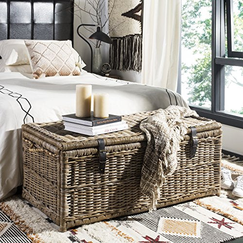 46-Inch Hand-Woven Wicker Storage Trunk, Collapsible Fold-Flat Design