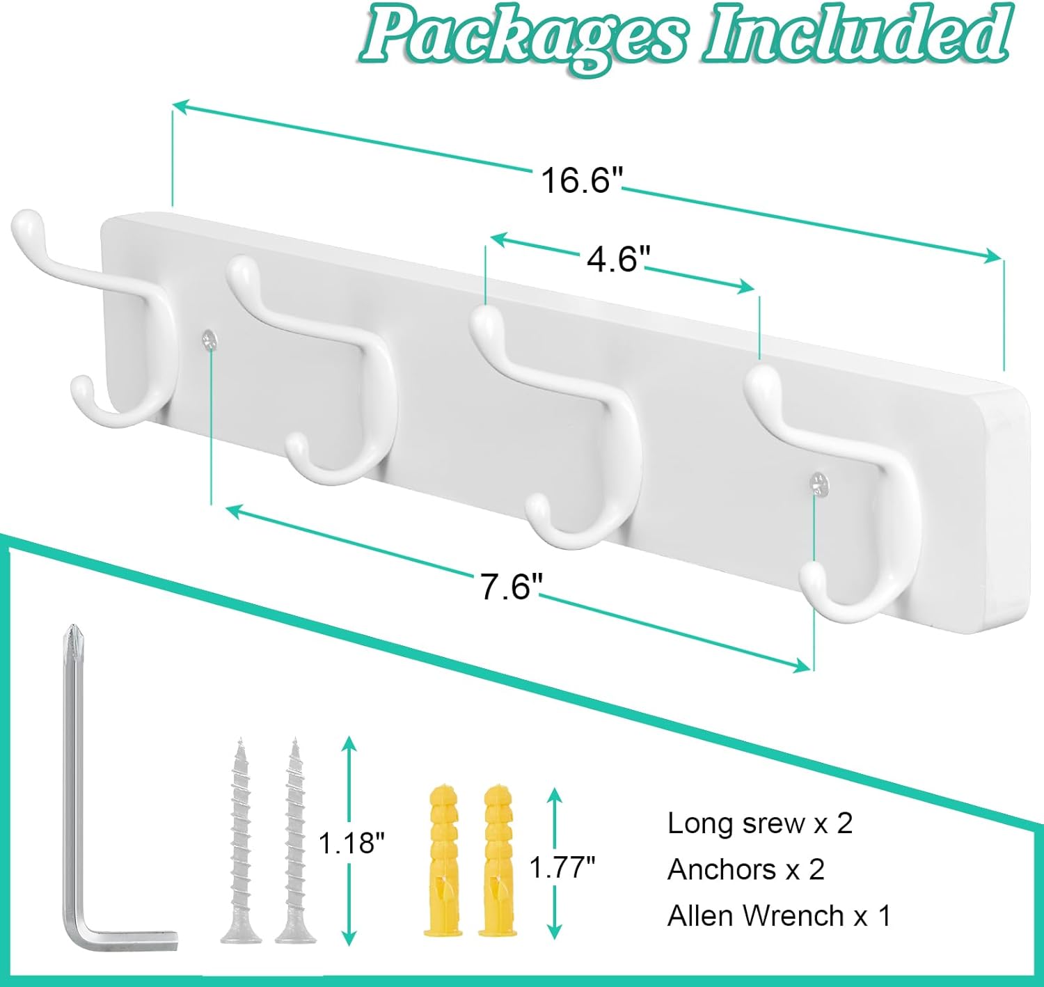 OUTNILI Broom Holder - Wall Mounted Coat Rack Bundle for Space-Saving Organization
