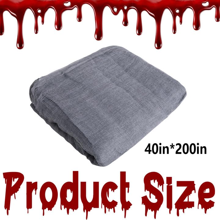 Gray Halloween Creepy Cloth Decoration - 200" x 40" Spooky Gauze Fabric