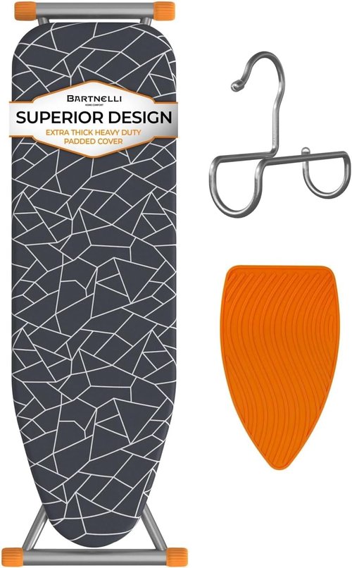 Bartnelli Compact Ironing Board - Space-Saving 13x43 Steel Design with Adjustable Height & Bonus Accessories