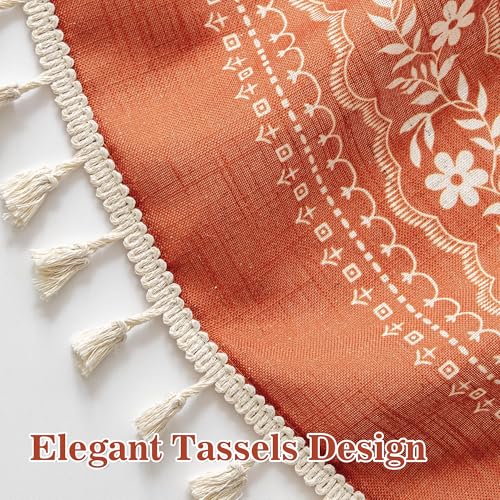 Boho Floral Short Tier Curtains - 26" Wide, 36" Long, 2 Pcs