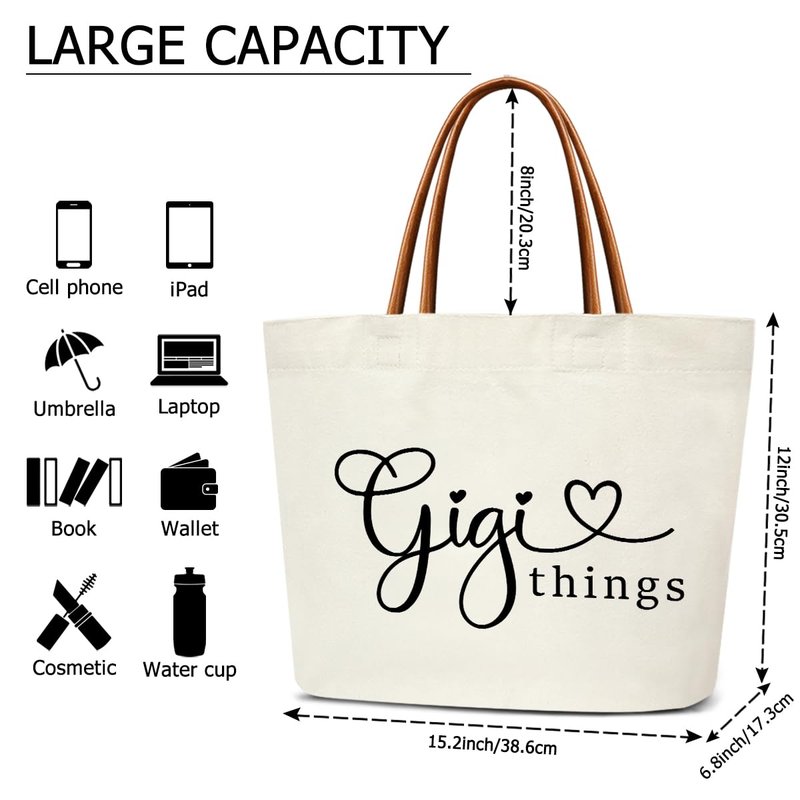 DOIUCRO Grandmother Gifts Canvas Tote Bag, Gigi Things Reusable Grocery Bags Appreciation Gifts for Mom - 04