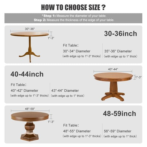 Obstal Fitted Round Table Cloth, Reversible Waterproof Stain Resistant Elastic Stretch Tablecloth, Wipe Clean Table Cover for Outdoor/Indoor Use, Fits Round Tables up to 30" - 36" Diameter, Cream