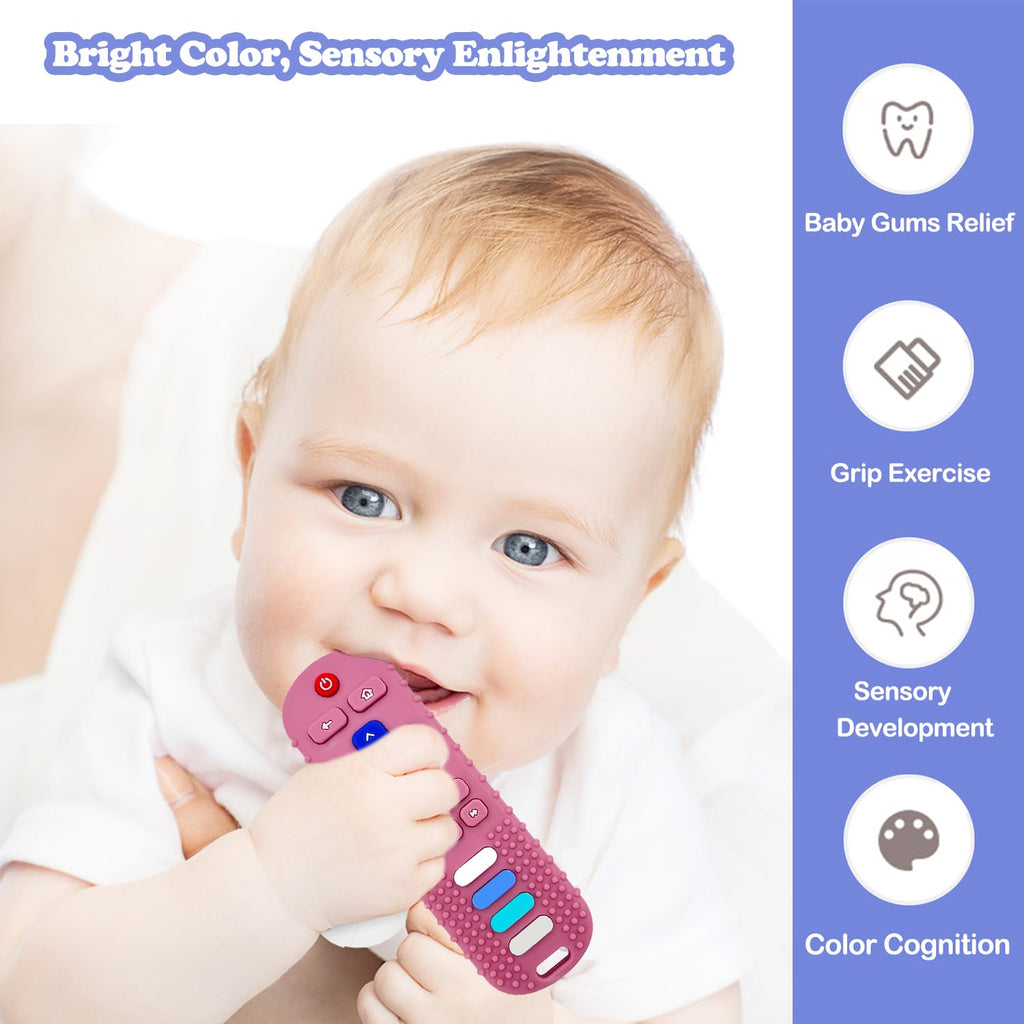 ROBBEAR Baby Teething Toy - Food Grade Silicone Remote Control Teether for 3-18 Months - BPA Free