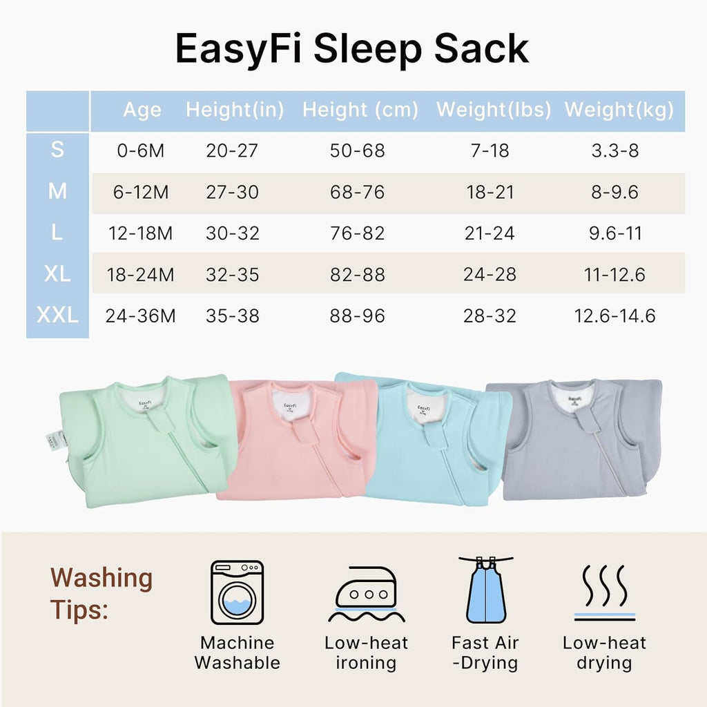 Skiennix Bamboo Sleep Sack - Lightweight 0.5 Tog Toddler Wearable Blanket | 6-12 Months, Blue & Gray (2 Pack)